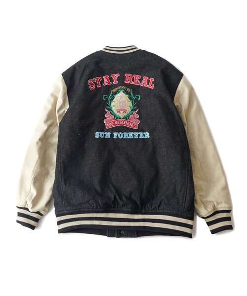 NineMicrophones(ナインマイクロフォンズ)の「DENIM STADIUM JKT(スタジャン・メンズ・ブラック/ブルー・LARGE/X-LARGE/MEDIUM)」の3枚目の写真