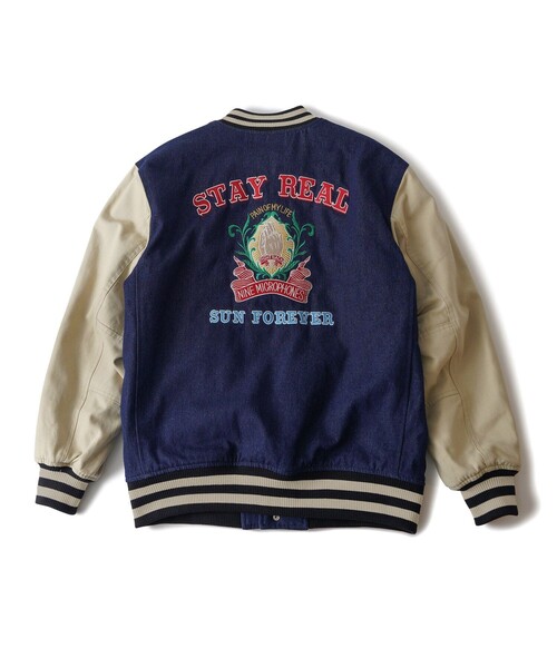 NineMicrophones(ナインマイクロフォンズ)の「DENIM STADIUM JKT(スタジャン・メンズ・ブラック/ブルー・LARGE/X-LARGE/MEDIUM)」の10枚目の写真