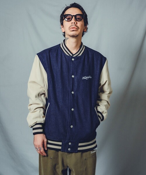 NineMicrophones(ナインマイクロフォンズ)の「DENIM STADIUM JKT(スタジャン・メンズ・ブラック/ブルー・LARGE/X-LARGE/MEDIUM)」の12枚目の写真