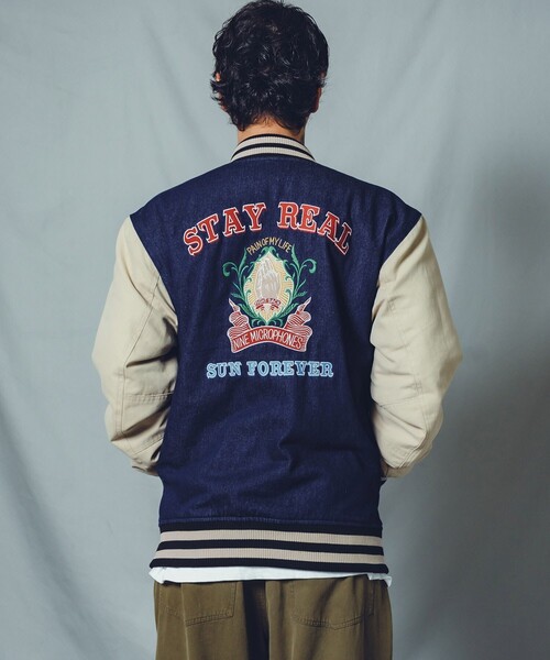 NineMicrophones(ナインマイクロフォンズ)の「DENIM STADIUM JKT(スタジャン・メンズ・ブラック/ブルー・LARGE/X-LARGE/MEDIUM)」の13枚目の写真
