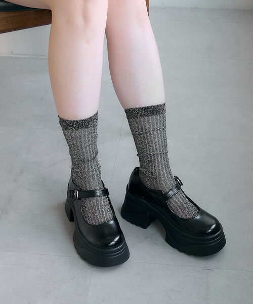 Kastane（カスタネ）の「ラメハイソックス（ソックス/靴下・レディース・ブラック/ピンク系その他/シルバー・FREE）」の8枚目の写真