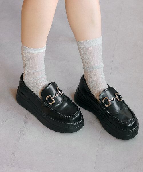 Kastane（カスタネ）の「ラメハイソックス（ソックス/靴下・レディース・ブラック/ピンク系その他/シルバー・FREE）」の9枚目の写真