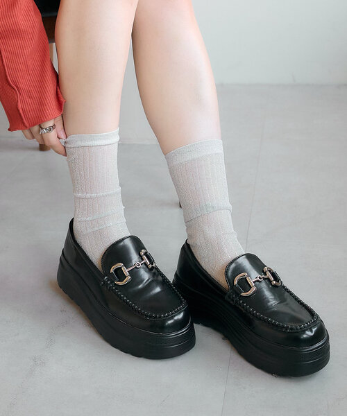 Kastane（カスタネ）の「ラメハイソックス（ソックス/靴下・レディース・ブラック/ピンク系その他/シルバー・FREE）」の10枚目の写真