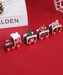 CALIFORNIA OUTFITTERS（カリフォルニア アウトフィッターズ）の「2-11E4 クリスマス列車　木製　赤　緑　クリスマストレイン　ウッド クリスマス飾り 北欧（インテリア雑貨・キッズ）」