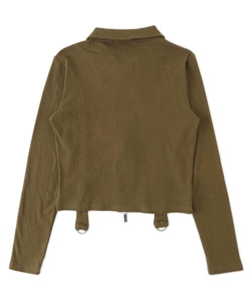 dispark（ディスパーク）の「DISPARK/Wジップスタッズクロップドトップス（Tシャツ/カットソー・レディース・カーキ/ホワイト・FREE）」の16枚目の写真