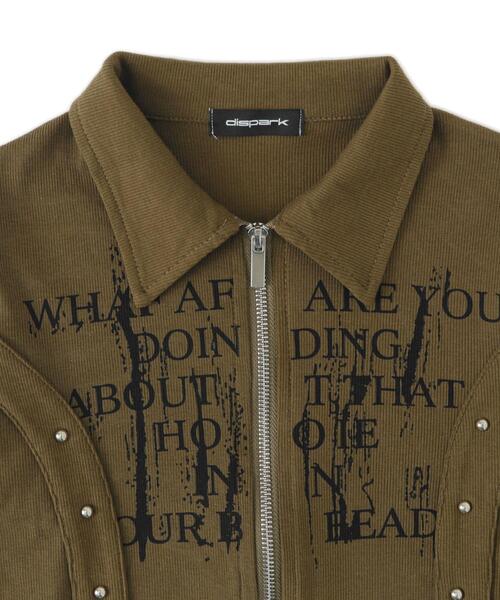 dispark（ディスパーク）の「DISPARK/Wジップスタッズクロップドトップス（Tシャツ/カットソー・レディース・カーキ/ホワイト・FREE）」の15枚目の写真