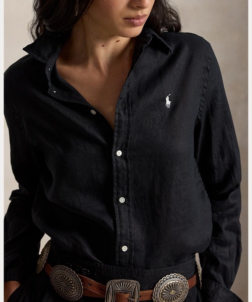POLO RALPH LAUREN(ポロ ラルフ ローレン)の「クラシック フィット リネン シャツ(シャツ/ブラウス・レディース・ブラック系1・L/M/S/XL/XS/XXS)」の4枚目の写真
