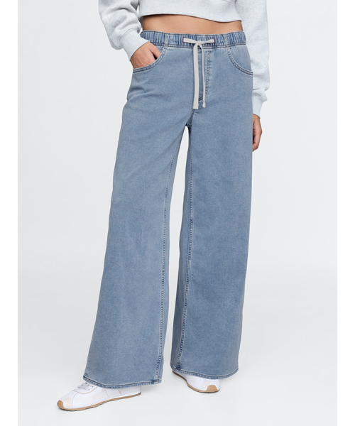 GAP（ギャップ）の「ミッドライズ ニット イージー バギーデニム（デニムパンツ・レディース・ライトインディゴブルー・L/XS/S/M/XXS）」の2枚目の写真