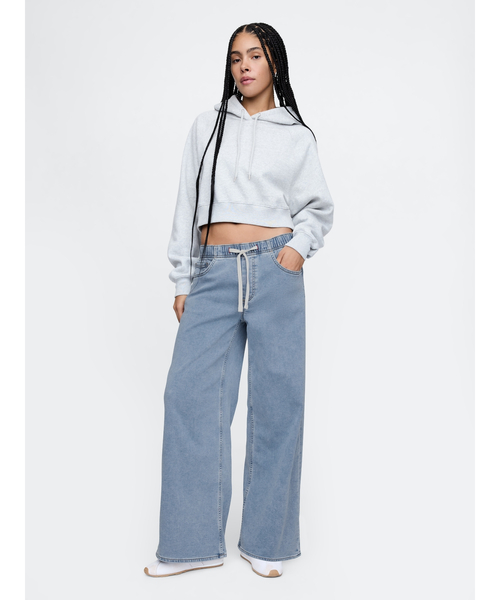 GAP（ギャップ）の「ミッドライズ ニット イージー バギーデニム（デニムパンツ・レディース・ライトインディゴブルー・L/XS/S/M/XXS）」の5枚目の写真