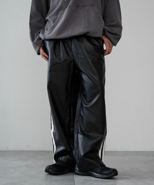 WEGO（ウィゴー）の「WEGO/エコレザーラインパンツ（その他パンツ・メンズ・ブラック・LARGE）」の5枚目の写真