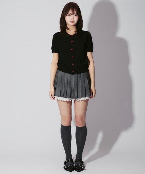ALLuRing ChaRm(アリュリングチャーム)の「Strip Ruffle Pleated Mini Skirt / ストライプフリルプリーツスカート(スカート・レディース・グレー/ブラック・M/S)」の14枚目の写真