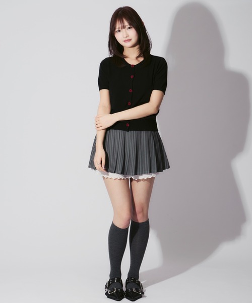 ALLuRing ChaRm(アリュリングチャーム)の「Strip Ruffle Pleated Mini Skirt / ストライプフリルプリーツスカート(スカート・レディース・グレー/ブラック・M/S)」の7枚目の写真
