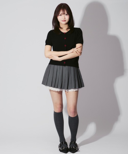 ALLuRing ChaRm(アリュリングチャーム)の「Strip Ruffle Pleated Mini Skirt / ストライプフリルプリーツスカート(スカート・レディース・グレー/ブラック・M/S)」の8枚目の写真