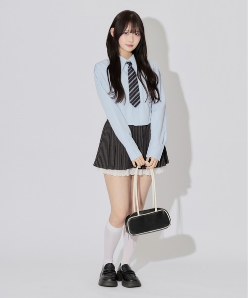 ALLuRing ChaRm(アリュリングチャーム)の「Strip Ruffle Pleated Mini Skirt / ストライプフリルプリーツスカート(スカート・レディース・グレー/ブラック・M/S)」の21枚目の写真