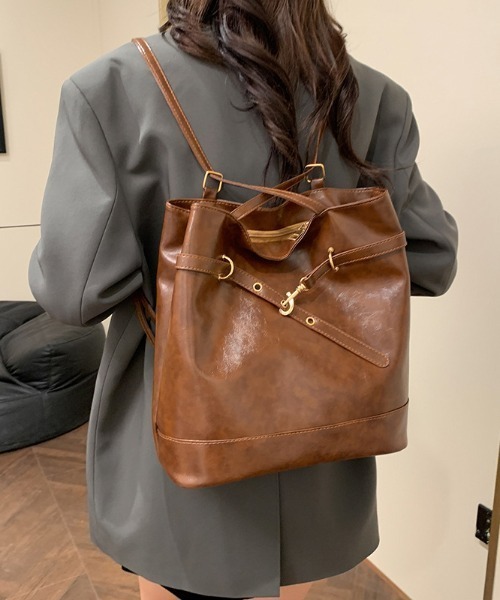 Per sist ence(パーシエンス)の「フェイクレザーベルトモチーフ2WAYバッグ(トートバッグ・レディース・ブラウン/ダークブラウン/ブラック・FREE)」の3枚目の写真