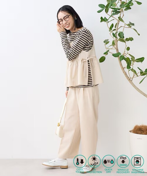 セール】接触冷感/UV リネンタッチ ビスチェ セットアップ/ キャミ