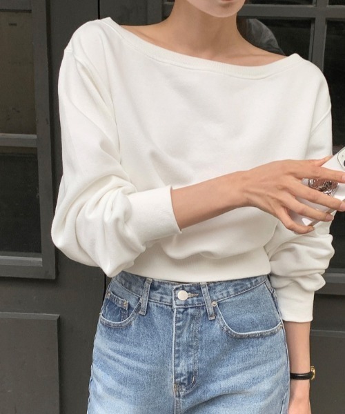 paravion(パラビオン)の「オフショル裏毛プルオーバー(スウェット・レディース・グレー/ブラック/ホワイト・FREE)」の4枚目の写真