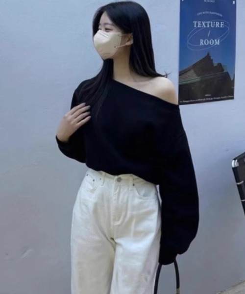 paravion(パラビオン)の「オフショル裏毛プルオーバー(スウェット・レディース・グレー/ブラック/ホワイト・FREE)」の10枚目の写真