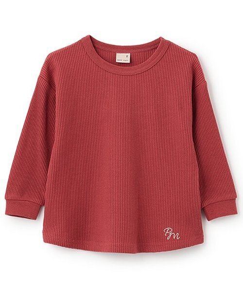 petit main(プティマイン)の「【GOODPRICE】ワッフル長袖Tシャツ(Tシャツ/カットソー・キッズ・ライトグリーン/ライトベージュ/キナリ/トップグレー/レッド/ネイビー・80cm/90cm/110cm/100cm/120cm/130cm)」の6枚目の写真