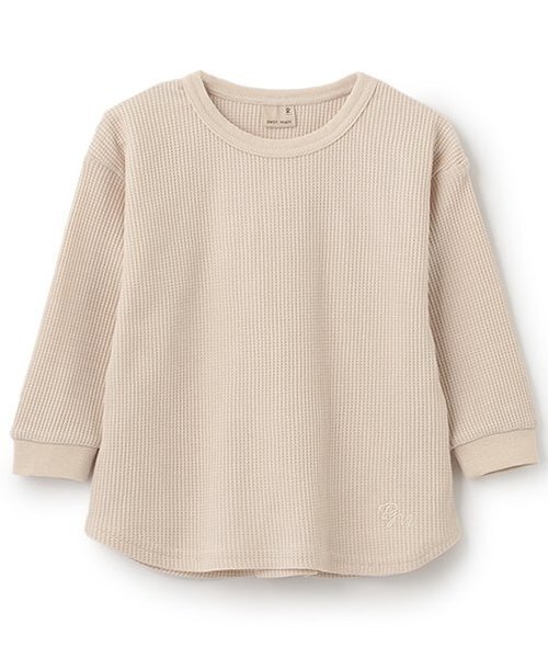 petit main(プティマイン)の「【GOODPRICE】ワッフル長袖Tシャツ(Tシャツ/カットソー・キッズ・ライトグリーン/ライトベージュ/キナリ/トップグレー/レッド/ネイビー・80cm/90cm/110cm/100cm/120cm/130cm)」の4枚目の写真