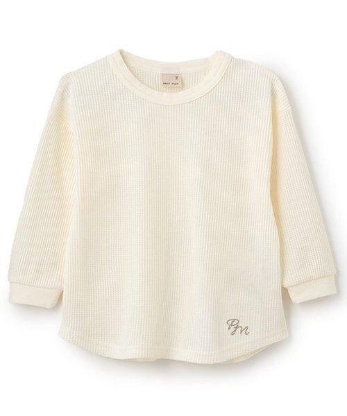 petit main(プティマイン)の「【GOODPRICE】ワッフル長袖Tシャツ(Tシャツ/カットソー・キッズ・ライトグリーン/ライトベージュ/キナリ/トップグレー/レッド/ネイビー・80cm/90cm/110cm/100cm/120cm/130cm)」の2枚目の写真