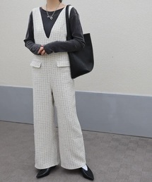 aquagarage（アクアガレージ）の「ツイードVネックオールインワン（ワンピース）」