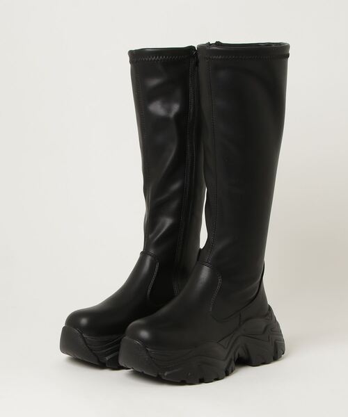 LOVEHUNTER(ラブハンター)の「LOVEHUNTER/+7cm 軽量厚底 スニーカーソール ストレッチロングブーツ(2239)(ブーツ・レディース・ブラック・M/L/LL/3L/SS/S)」の5枚目の写真