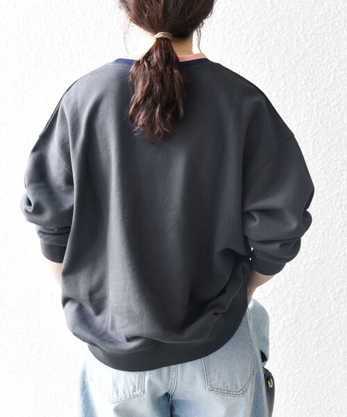 SHIPS for women / シップスウィメン SHIPS any:〈洗濯機可能〉USAコットン 裏毛 ワッペン ライン スウェット SHIPS any:〈洗濯機可能〉USAコットン 裏起毛 コードライン