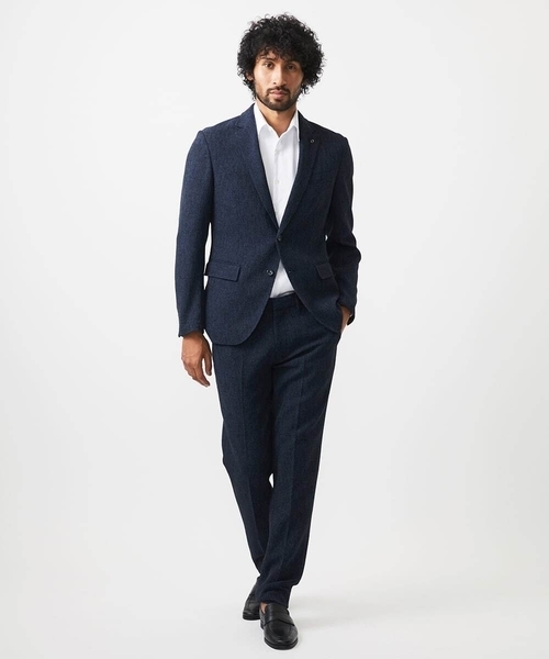 MICHEL KLEIN HOMME (ミッシェルクランオム)の「メッシュ調スラックスパンツ セットアップ(スラックス・メンズ・ネイビー/ダークグレー・MEDIUM/LARGE/X-LARGE)」の4枚目の写真