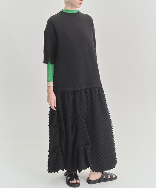 Muel Chic(ミュエルシック)の「Fond OP フォンドワンピース(ワンピース・レディース・グレー×ホワイト/ブラック/オフホワイト・FREE)」の2枚目の写真
