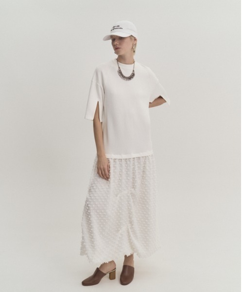 Muel Chic(ミュエルシック)の「Fond OP フォンドワンピース(ワンピース・レディース・グレー×ホワイト/ブラック/オフホワイト・FREE)」の5枚目の写真