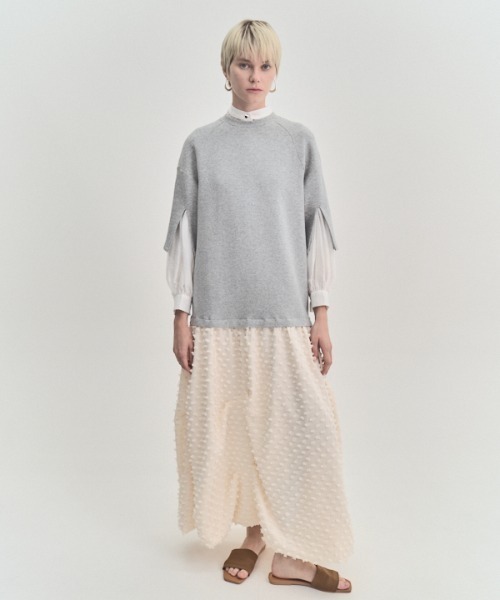 Muel Chic(ミュエルシック)の「Fond OP フォンドワンピース(ワンピース・レディース・グレー×ホワイト/ブラック/オフホワイト・FREE)」の17枚目の写真