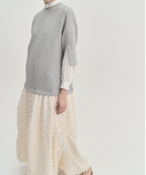 Muel Chic(ミュエルシック)の「Fond OP フォンドワンピース(ワンピース・レディース・グレー×ホワイト/ブラック/オフホワイト・FREE)」の16枚目の写真