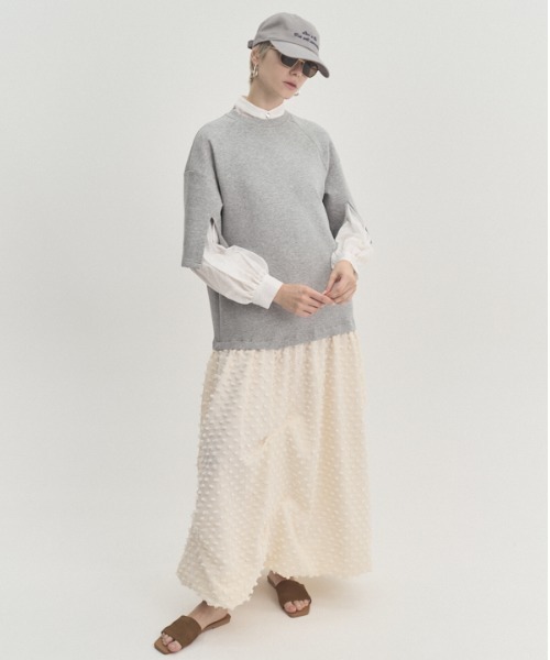 Muel Chic(ミュエルシック)の「Fond OP フォンドワンピース(ワンピース・レディース・グレー×ホワイト/ブラック/オフホワイト・FREE)」の18枚目の写真