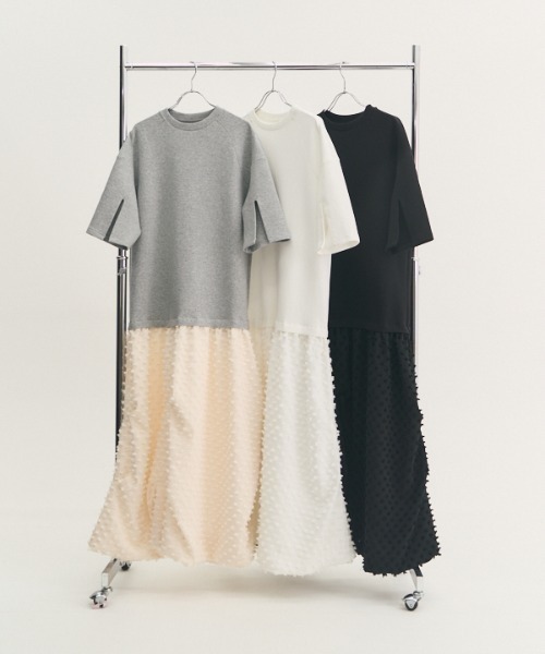 Muel Chic(ミュエルシック)の「Fond OP フォンドワンピース(ワンピース・レディース・グレー×ホワイト/ブラック/オフホワイト・FREE)」の8枚目の写真