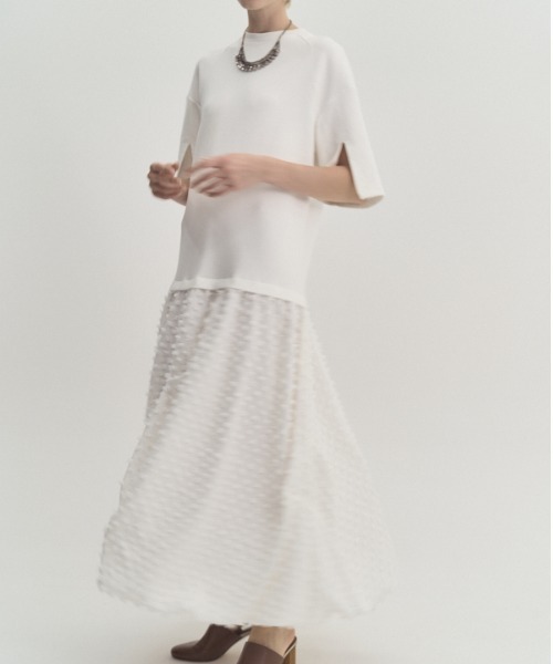 Muel Chic(ミュエルシック)の「Fond OP フォンドワンピース(ワンピース・レディース・グレー×ホワイト/ブラック/オフホワイト・FREE)」の7枚目の写真