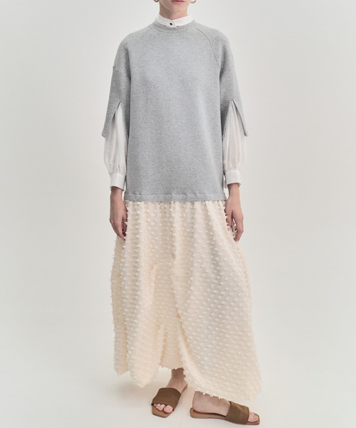 Muel Chic(ミュエルシック)の「Fond OP フォンドワンピース(ワンピース・レディース・グレー×ホワイト/ブラック/オフホワイト・FREE)」の19枚目の写真