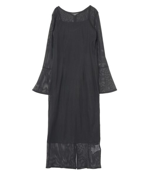 LAGUNAMOON（ラグナムーン）の「ソフトメッシュフレアスリーブワンピース（ワンピース・レディース・チャコールグレー/アイボリー・SMALL/MEDIUM）」の16枚目の写真