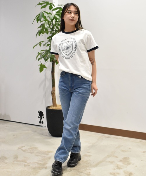 ムラサキスポーツ(ムラサキスポーツ)の「RIKKA FEMME/リッカファム リンガーTシャツ RF25SS06(Tシャツ/カットソー・レディース・ホワイト×レッド/ホワイト×ネイビー・M/L/S/M)」の12枚目の写真