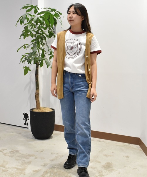 ムラサキスポーツ(ムラサキスポーツ)の「RIKKA FEMME/リッカファム リンガーTシャツ RF25SS06(Tシャツ/カットソー・レディース・ホワイト×レッド/ホワイト×ネイビー・M/L/S/M)」の5枚目の写真