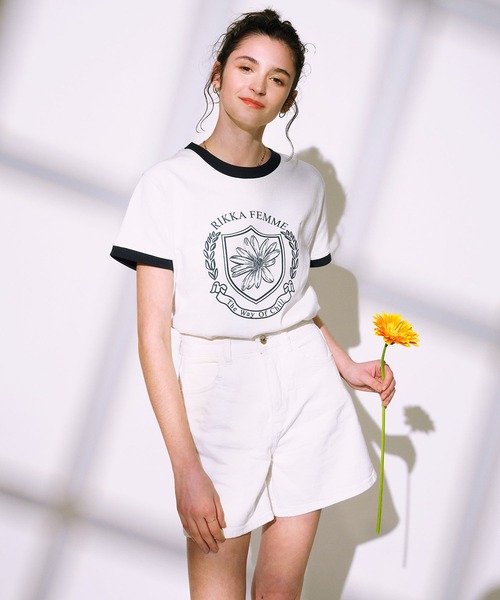 ムラサキスポーツ(ムラサキスポーツ)の「RIKKA FEMME/リッカファム リンガーTシャツ RF25SS06(Tシャツ/カットソー・レディース・ホワイト×レッド/ホワイト×ネイビー・M/L/S/M)」の14枚目の写真