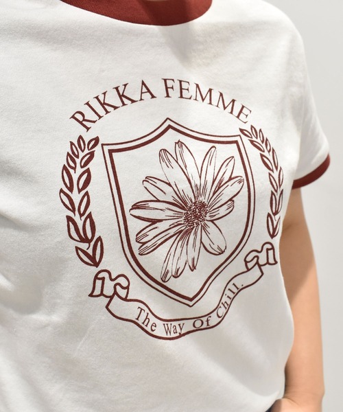 ムラサキスポーツ(ムラサキスポーツ)の「RIKKA FEMME/リッカファム リンガーTシャツ RF25SS06(Tシャツ/カットソー・レディース・ホワイト×レッド/ホワイト×ネイビー・M/L/S/M)」の8枚目の写真