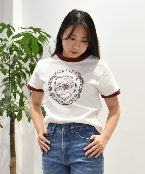 ムラサキスポーツ(ムラサキスポーツ)の「RIKKA FEMME/リッカファム リンガーTシャツ RF25SS06(Tシャツ/カットソー・レディース・ホワイト×レッド/ホワイト×ネイビー・M/L/S/M)」の3枚目の写真
