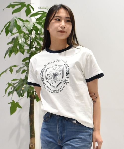 ムラサキスポーツ(ムラサキスポーツ)の「RIKKA FEMME/リッカファム リンガーTシャツ RF25SS06(Tシャツ/カットソー・レディース・ホワイト×レッド/ホワイト×ネイビー・M/L/S/M)」の10枚目の写真