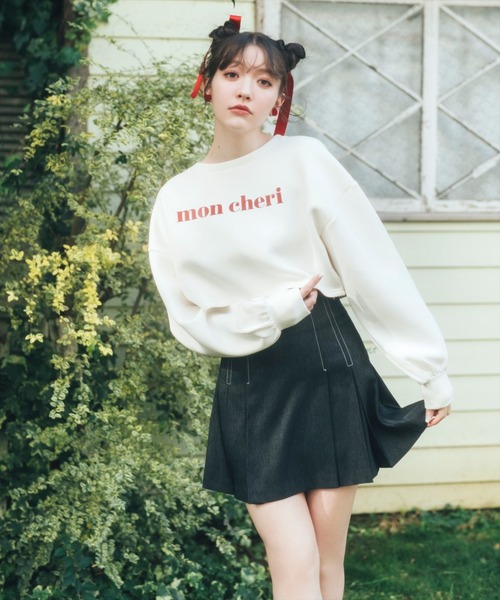 REDYAZEL(レディアゼル)の「mon cheriロゴトップス(Tシャツ/カットソー・レディース・ピンク/オフホワイト/ブルー・FREE)」の5枚目の写真