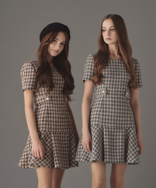 emiriawiz(エミリアウィズ)の「Tweed Fantaisie Dress(ワンピース・レディース・ブルーグレー/ブラウン・SMALL/MEDIUM)」の17枚目の写真