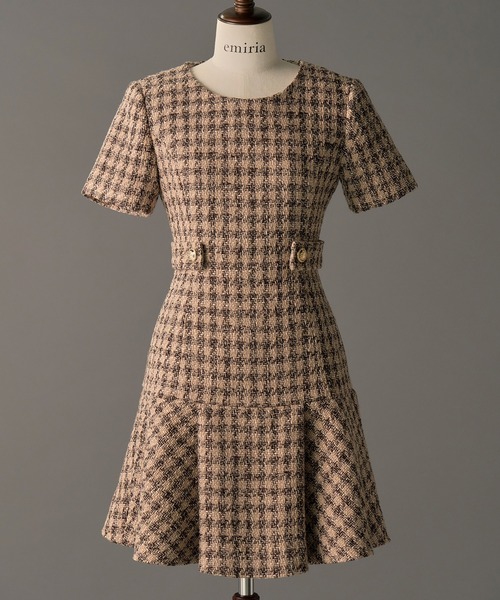 emiriawiz(エミリアウィズ)の「Tweed Fantaisie Dress(ワンピース・レディース・ブルーグレー/ブラウン・SMALL/MEDIUM)」の14枚目の写真