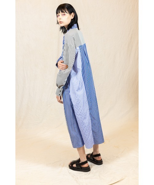 OSMOSIS（オズモーシス）の「切替ギャザースリーブシャツワンピース（ワンピース・レディース・ピンク/ストライプ/ブラック・ONE SIZE）」の15枚目の写真