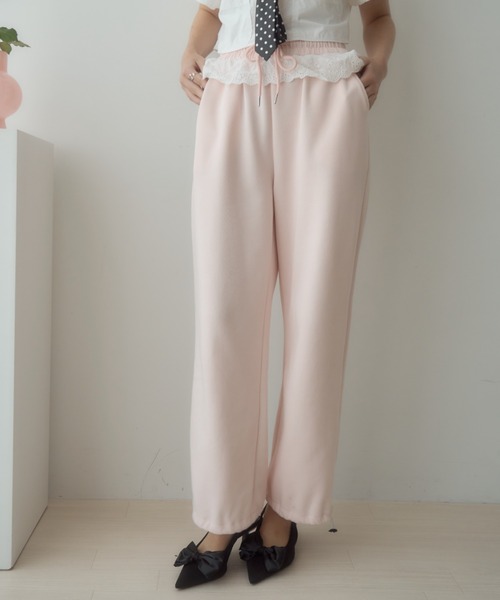 レースフリルスウェットパンツ/lace frill sweat pants