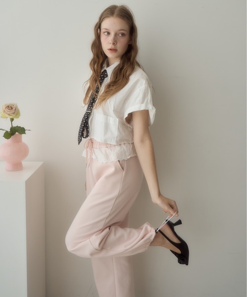 レースフリルスウェットパンツ/lace frill sweat pants